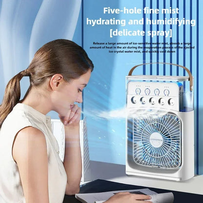 2025 New 3 in 1 Household Air Cooler Portable Small Fan with Humidifier and LED Nightlight Energy Saving